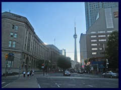 Front St towards Union Station, CN Tower